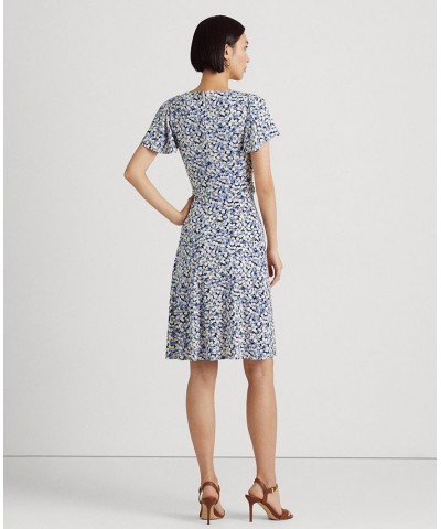 Women's Floral Stretch Jersey Surplice Dress Blue/cream/pink $52.70 Dresses