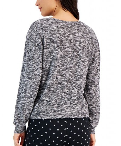 Women's Cozy Cinch-Waist Scoop-Neck Top Black $13.93 Tops