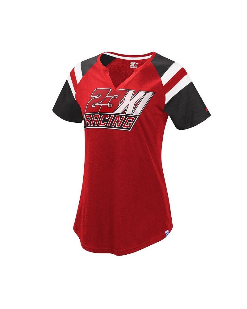 Women's Red Black 23XI Racing Game On Notch V-Neck T-shirt Red, Black $17.64 Tops