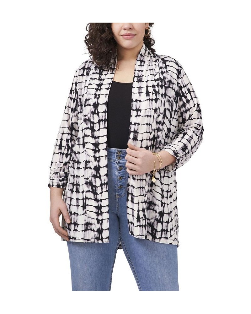 Plus Size Tie Dye Shawl Cardigan Rich Black $31.00 Sweaters