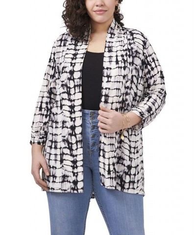 Plus Size Tie Dye Shawl Cardigan Rich Black $31.00 Sweaters