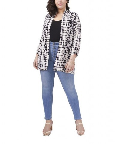 Plus Size Tie Dye Shawl Cardigan Rich Black $31.00 Sweaters