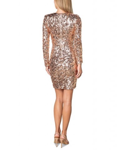 Women's Sequined Bodycon Dress Champagne $71.52 Dresses