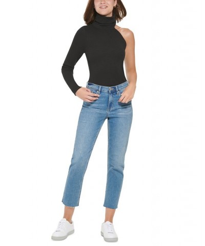 Petite Turtleneck One-Shoulder Top Black $20.67 Tops