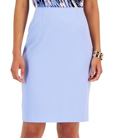 Women's Stretch-Crepe Back-Vent Skimmer Pencil Skirt Blue $24.63 Skirts