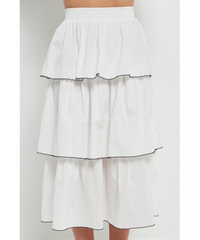 Women's Picot Stitched Tiered Maxi Skirt Off white $46.20 Skirts