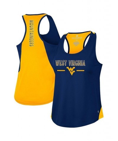 Women's Navy West Virginia Mountaineers Sachs 2-Hit Scoop Neck Racerback Tank Top Navy $17.10 Tops