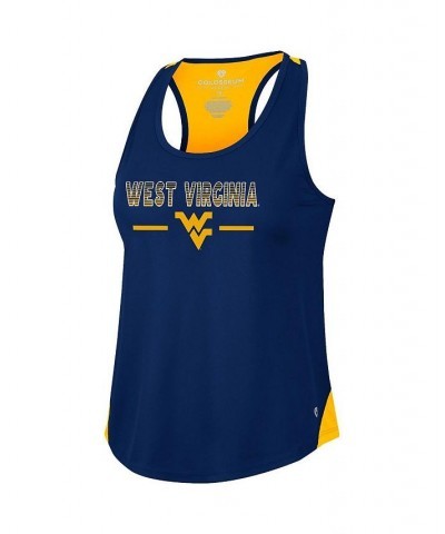 Women's Navy West Virginia Mountaineers Sachs 2-Hit Scoop Neck Racerback Tank Top Navy $17.10 Tops