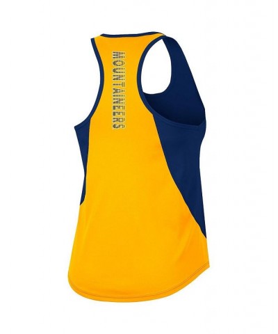 Women's Navy West Virginia Mountaineers Sachs 2-Hit Scoop Neck Racerback Tank Top Navy $17.10 Tops