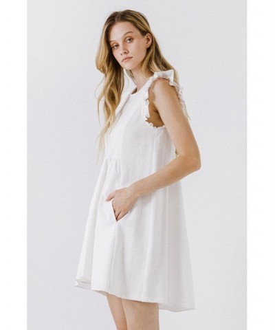 Women's Knit Poplin Mixed Dress White $41.60 Dresses