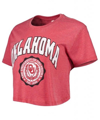 Women's Crimson Oklahoma Sooners Edith Vintage-Like Burnout Crop T-shirt Crimson $22.05 Tops