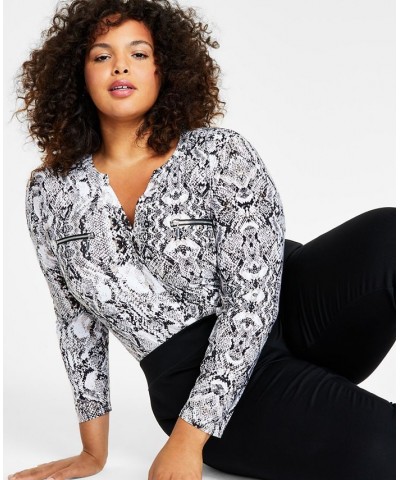 Plus Size Zip-Pocket Top Printed Desert $19.01 Tops