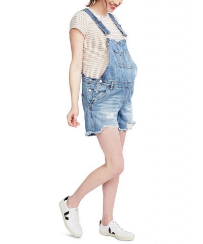 Maternity Denim Overalls Light Wash $55.46 Shorts