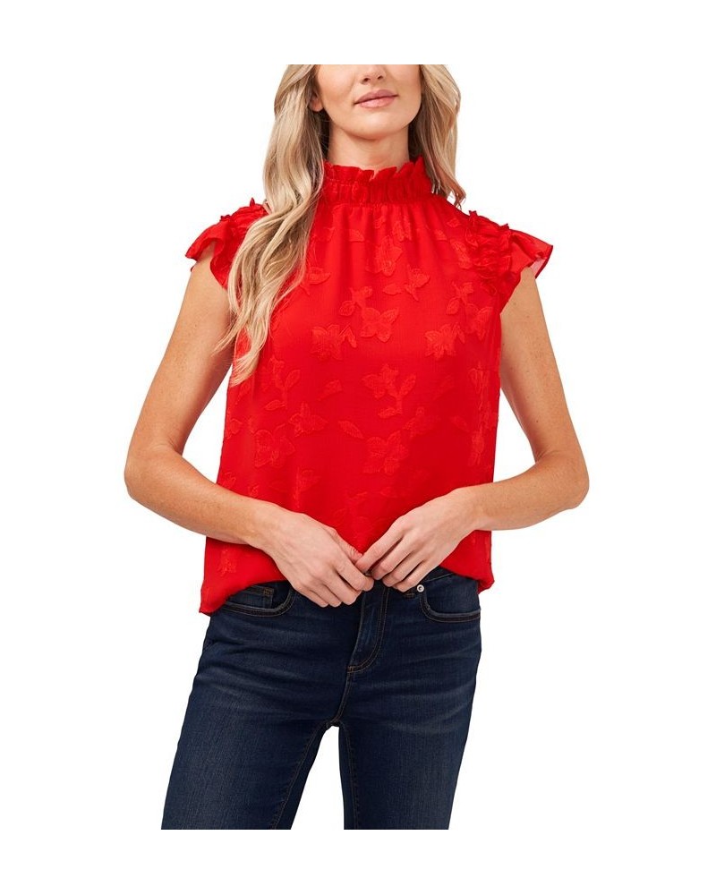 Ruffled Flutter Sleeve Blouse Top Fireball $31.60 Tops