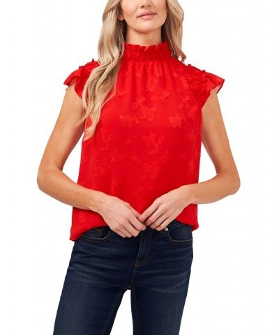 Ruffled Flutter Sleeve Blouse Top Fireball $31.60 Tops