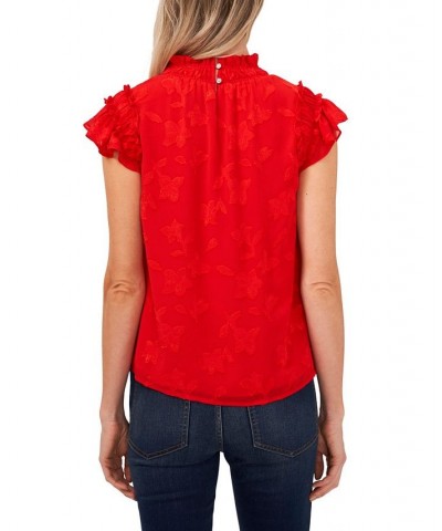 Ruffled Flutter Sleeve Blouse Top Fireball $31.60 Tops