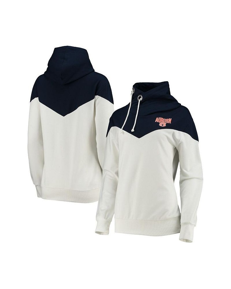 Women's White Navy Auburn Tigers Old School Arrow Blocked Cowl Neck Tri-Blend Pullover Hoodie White, Navy $35.09 Sweatshirts