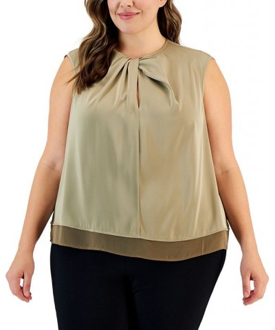 Plus Size Twist-Front Sleeveless Top Chai $25.04 Tops
