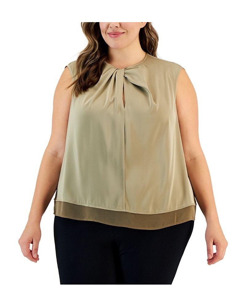 Plus Size Twist-Front Sleeveless Top Chai $25.04 Tops