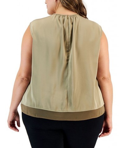 Plus Size Twist-Front Sleeveless Top Chai $25.04 Tops