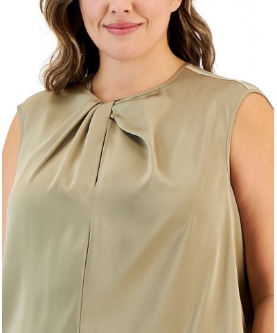 Plus Size Twist-Front Sleeveless Top Chai $25.04 Tops