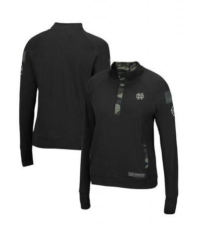 Women's Black Notre Dame Fighting Irish OHT Military-Inspired Appreciation Depth Raglan Quarter-Snap Jacket Black $33.79 Jackets