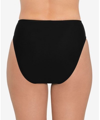 Juniors' High-Leg High-Waist Bikini Bottoms Black $12.30 Swimsuits