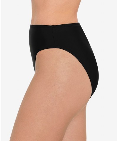 Juniors' High-Leg High-Waist Bikini Bottoms Black $12.30 Swimsuits