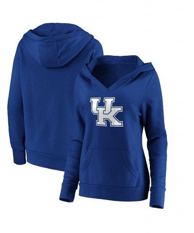 Women's Branded Royal Kentucky Wildcats Primary Logo V-Neck Pullover Hoodie Royal $30.00 Sweatshirts