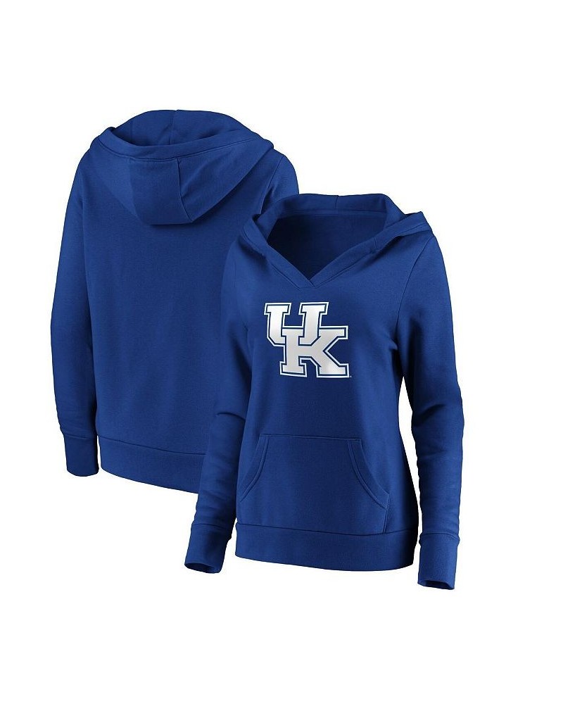 Women's Branded Royal Kentucky Wildcats Primary Logo V-Neck Pullover Hoodie Royal $30.00 Sweatshirts