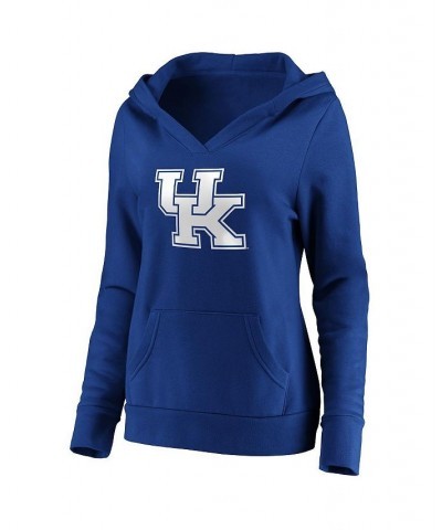 Women's Branded Royal Kentucky Wildcats Primary Logo V-Neck Pullover Hoodie Royal $30.00 Sweatshirts