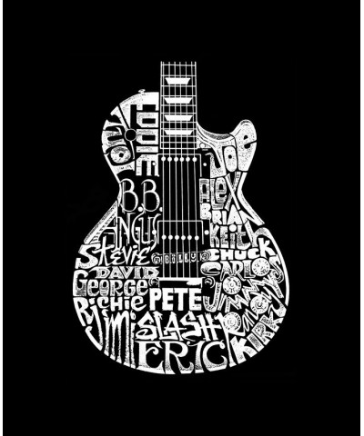 Women's Word Art Rock Guitar Head Hooded Sweatshirt Black $35.99 Sweatshirts