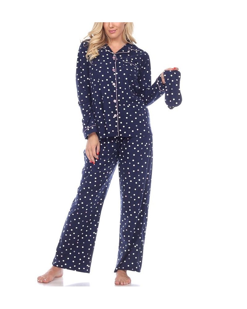 Women's Pajama Set 3 Piece Blue $30.78 Sleepwear