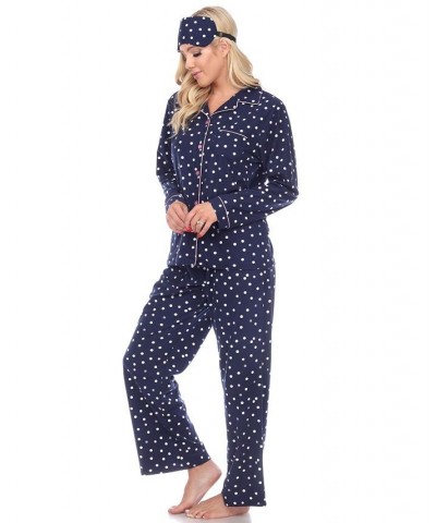 Women's Pajama Set 3 Piece Blue $30.78 Sleepwear