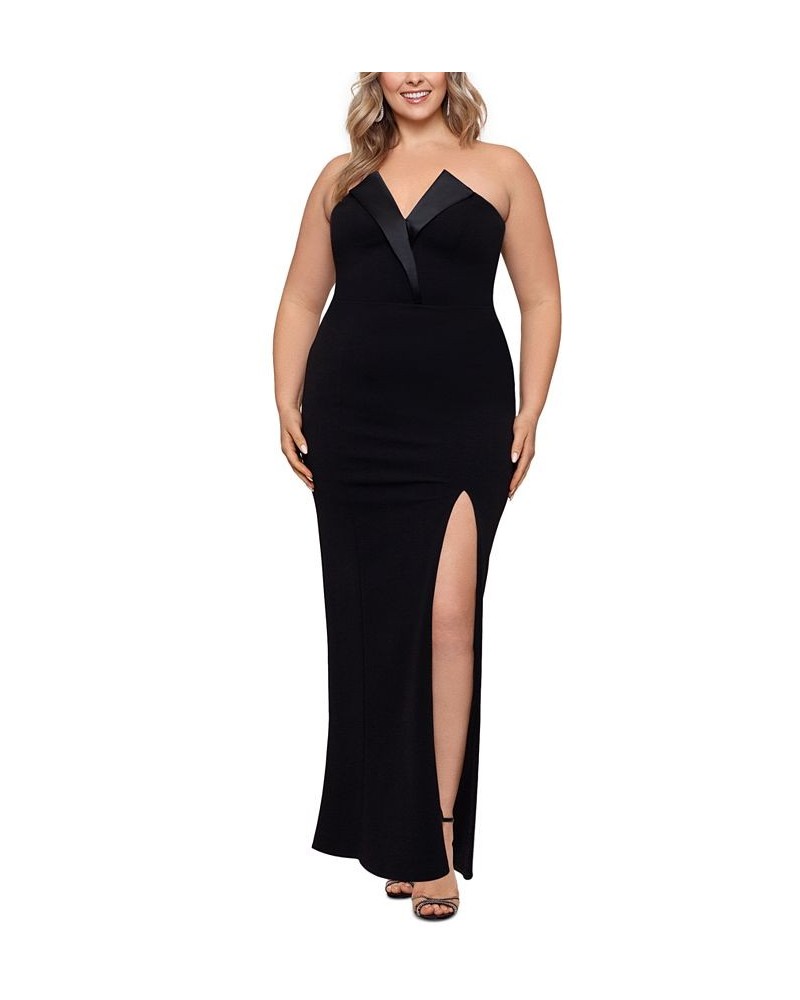 Plus Size Strapless Gown Black $85.47 Dresses