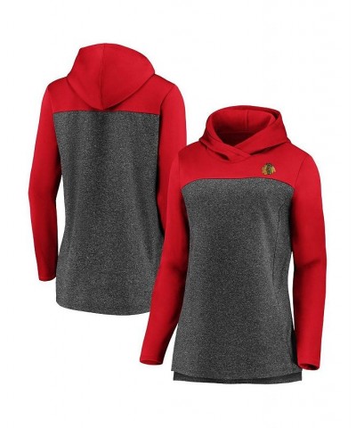 Women's Branded Heathered Charcoal and Red Chicago Blackhawks Chiller Fleece Pullover Hoodie Heathered Charcoal, Red $45.04 S...