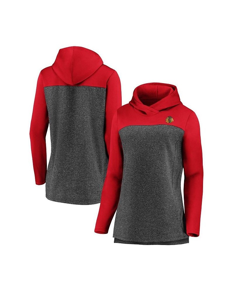 Women's Branded Heathered Charcoal and Red Chicago Blackhawks Chiller Fleece Pullover Hoodie Heathered Charcoal, Red $45.04 S...