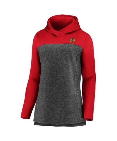 Women's Branded Heathered Charcoal and Red Chicago Blackhawks Chiller Fleece Pullover Hoodie Heathered Charcoal, Red $45.04 S...