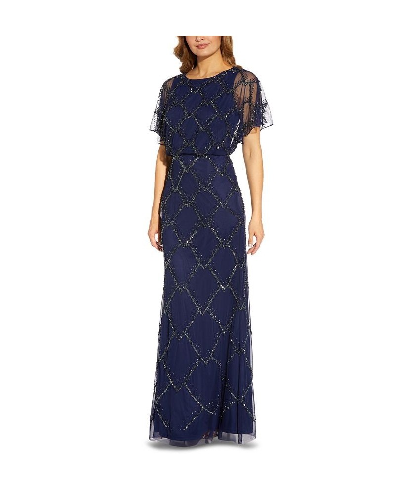 Beaded Evening Gown Light Navy $42.88 Dresses