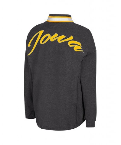 Women's Black Iowa Hawkeyes Alice 2-Hit Fleece Quarter-Zip Jacket Black $26.65 Jackets