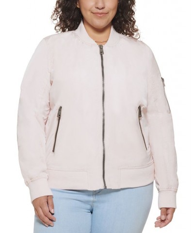 Trendy Plus Size Melanie Bomber Jacket Peach Blush $47.00 Jackets