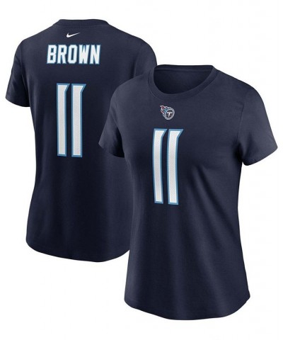 Women's AJ Brown Navy Tennessee Titans Name Number T-shirt Navy $27.49 Tops