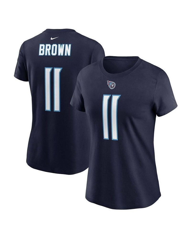 Women's AJ Brown Navy Tennessee Titans Name Number T-shirt Navy $27.49 Tops