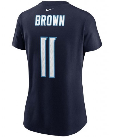 Women's AJ Brown Navy Tennessee Titans Name Number T-shirt Navy $27.49 Tops