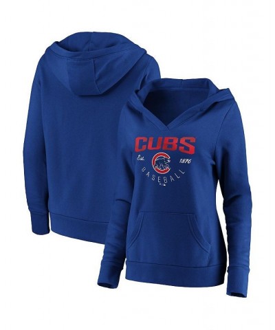 Women's Royal Chicago Cubs Core Live For It V-Neck Pullover Hoodie Royal $38.40 Sweatshirts