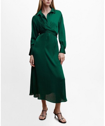 Women's Wrap Shirt Dress Green $51.70 Dresses