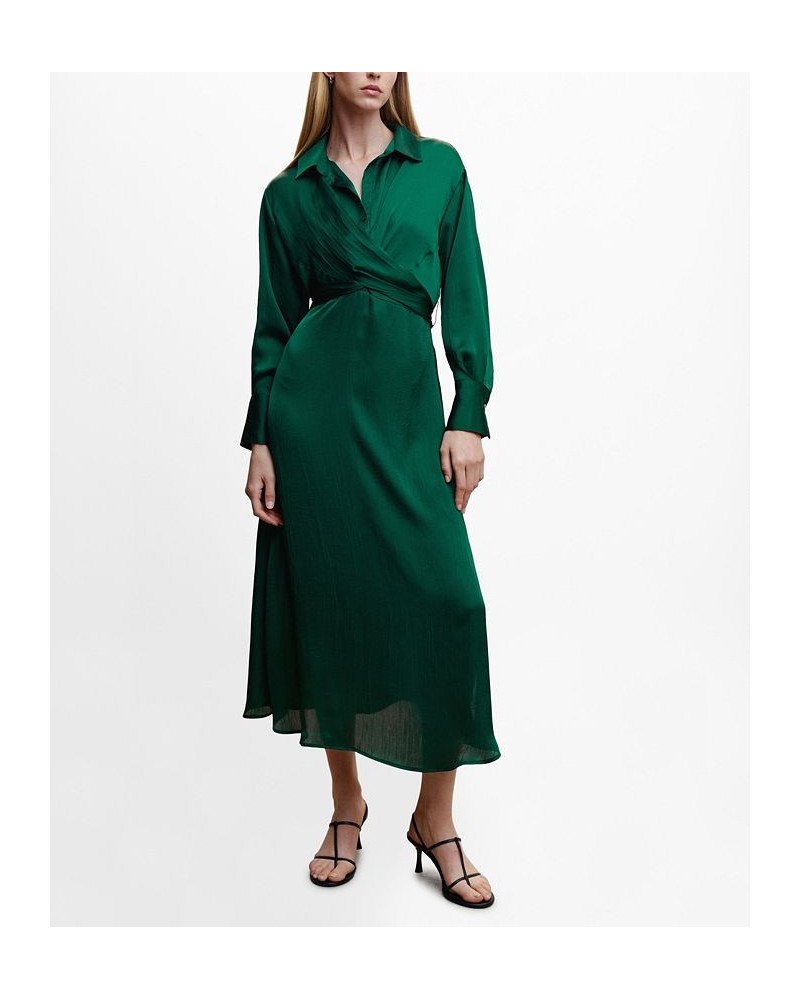 Women's Wrap Shirt Dress Green $51.70 Dresses