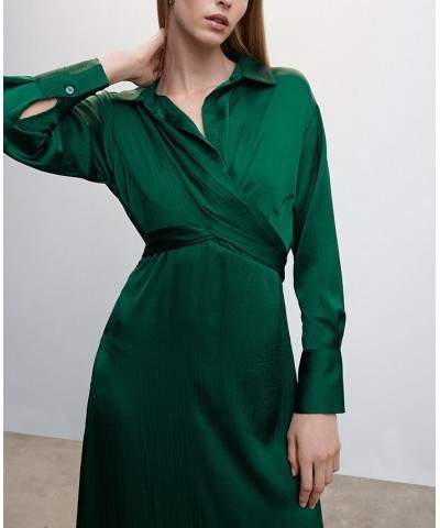 Women's Wrap Shirt Dress Green $51.70 Dresses