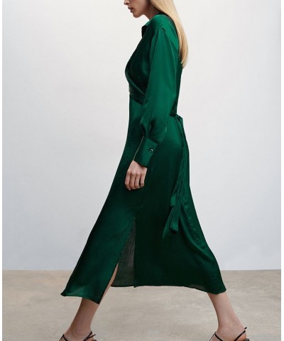 Women's Wrap Shirt Dress Green $51.70 Dresses