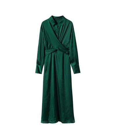 Women's Wrap Shirt Dress Green $51.70 Dresses